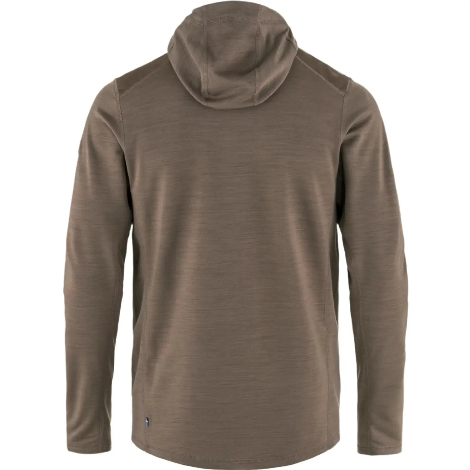 Fjallraven Men's Keb Fleece Hoodie shown in the Suede Brown color option. Back view.