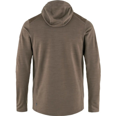 Fjallraven Men's Keb Fleece Hoodie shown in the Suede Brown color option. Back view.