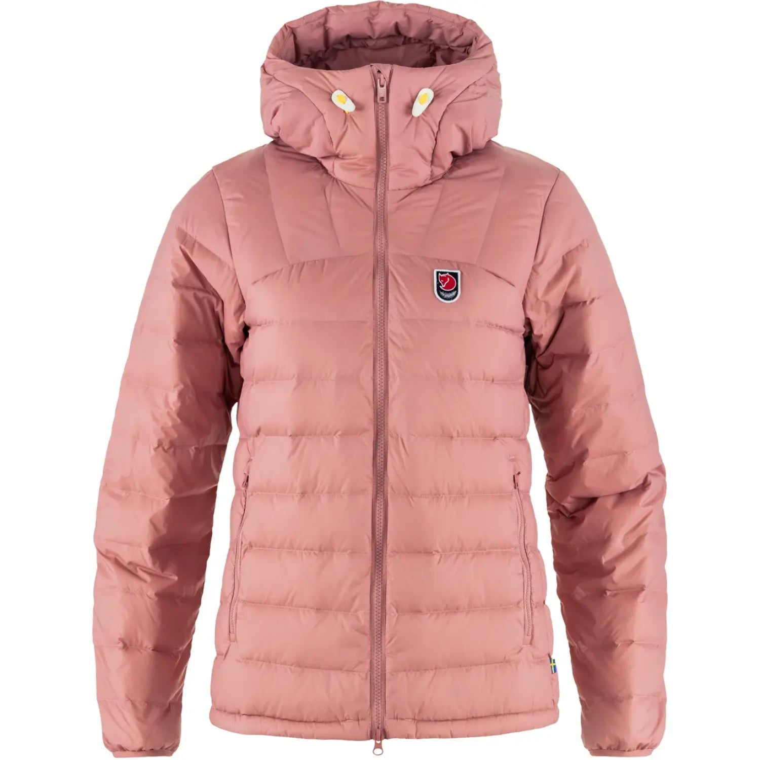 fjallraven womens expedition pack down hoodie in dusty rose color front view