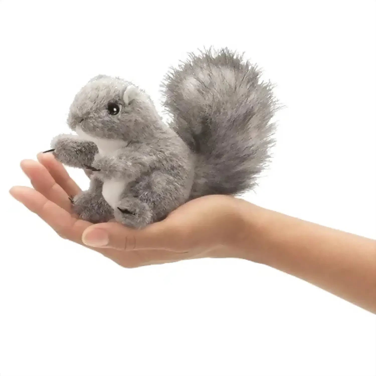 Folkmanis Mini Gray Squirrel Puppet Gray Front View