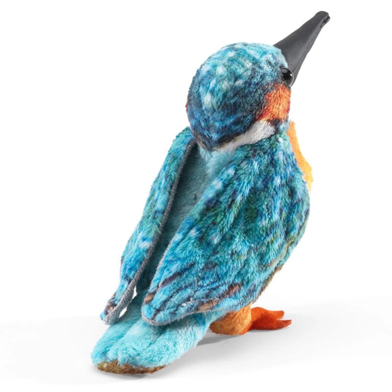 Folkmanis Mini Kingfisher Puppet , back view.