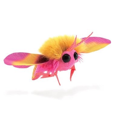 Folkmanis Mini Rosy Maple Moth Finger Puppet front side view