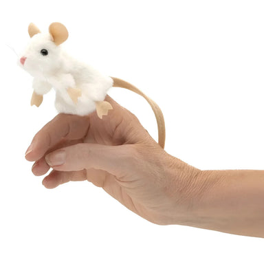 Folkmanis Mini White Mouse Finger Puppet front view