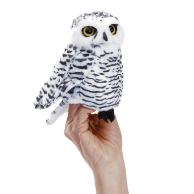 Folkmanis Small Snowy Owl Puppet, front view.