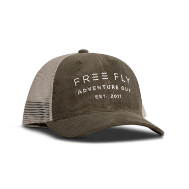 free fly adventure out trucker hat in smokey olive front view