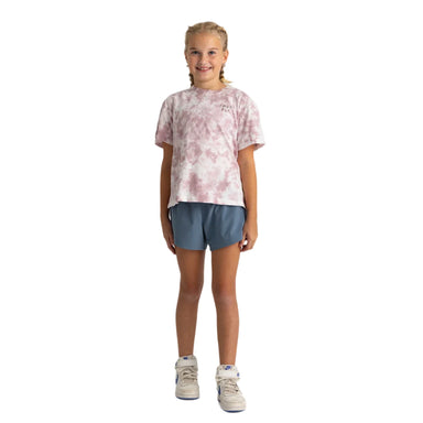 free fly girls embroidered logo tee in fig tie dye front model view