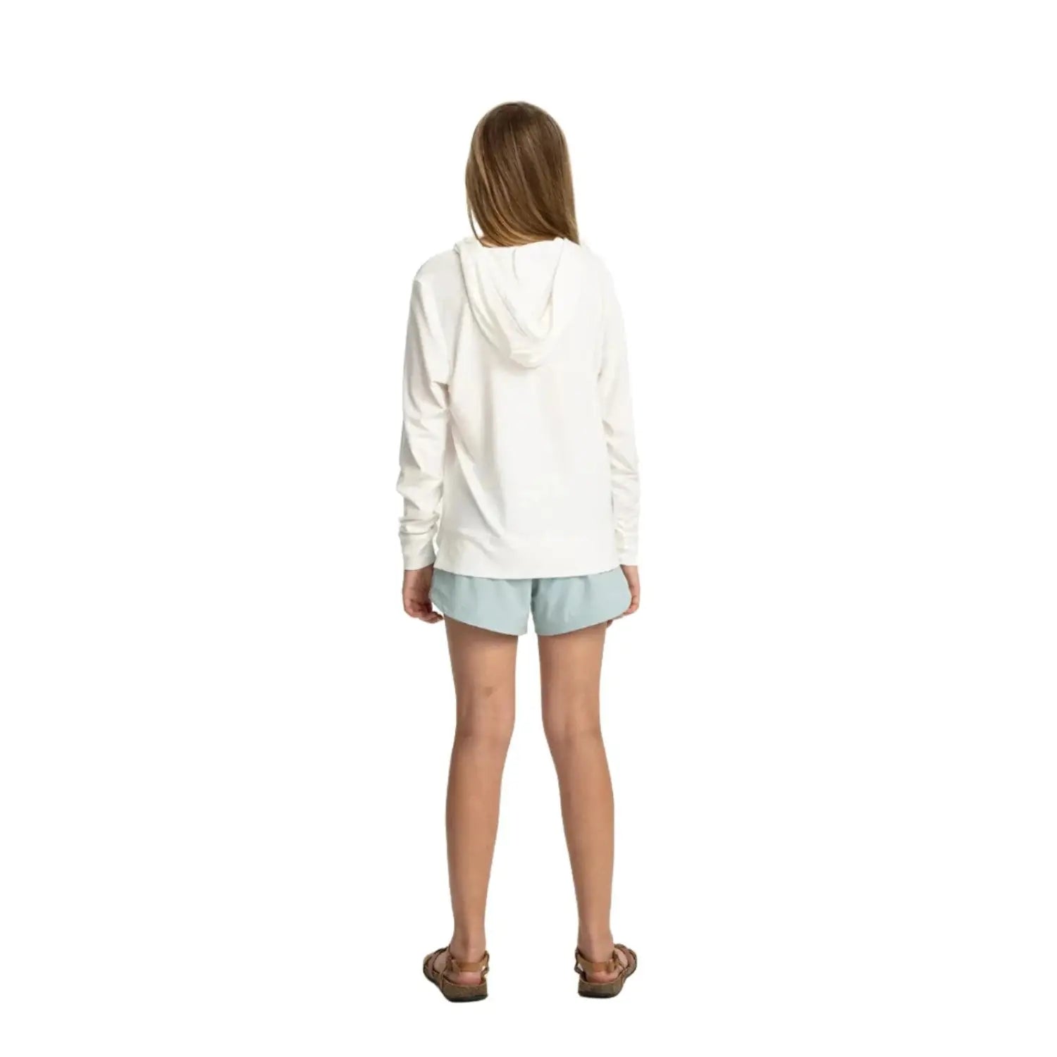 Free Fly K's Pull-On Breeze Short, Sea Glass, back view on model 