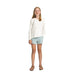 Free Fly K's Pull-On Breeze Short, Sea Glass, front view on model 