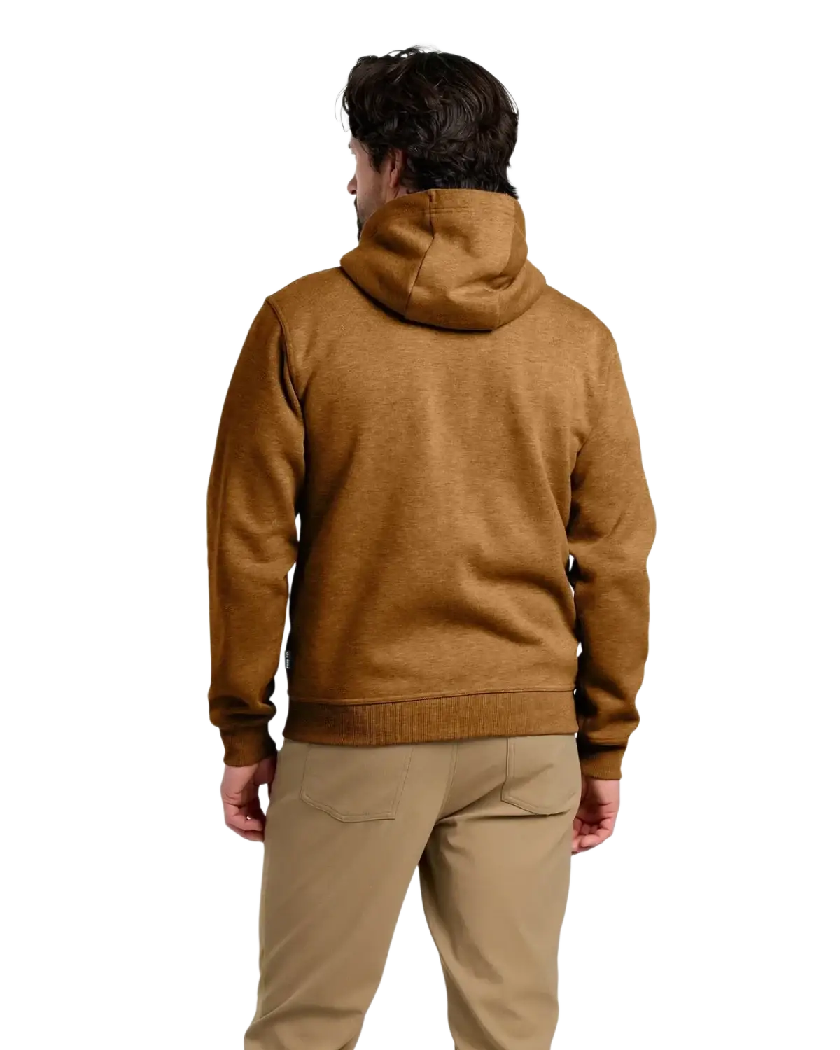 Free Fly Men's Bamboo Northcoast Fleece Full Zip Hoodie, back view on model