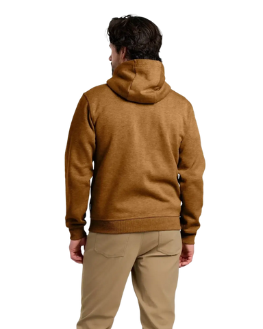 Free Fly Men's Bamboo Northcoast Fleece Full Zip Hoodie, back view on model