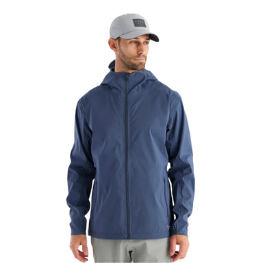 free fly mens cloudshield rain jacket in storm cloud front no hood model view