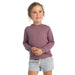 Free Fly Toddler Bamboo Shade Hoodie, Sea Moss Purple, front view on model 