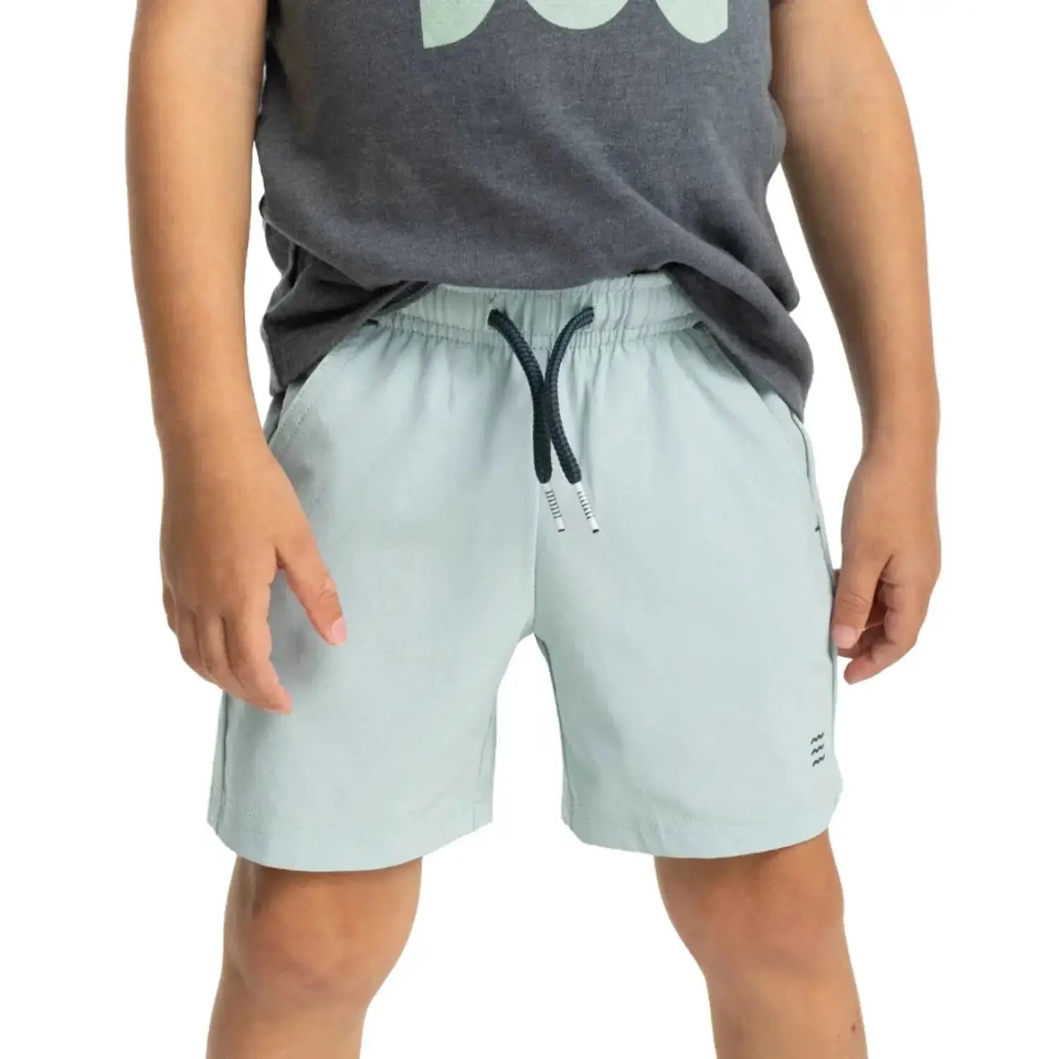 Free Fly Toddler Breeze Short, Sea Glass, front view on model 