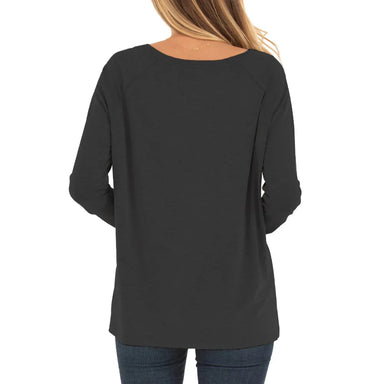 Free Fly Women's Bamboo Everyday Flex Long Sleeve in black, on model back view