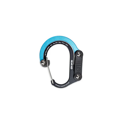 small gear clip in black and blue front view