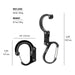 small gear clip carabiner tool in front view, next to it is open view of clip with size specifications