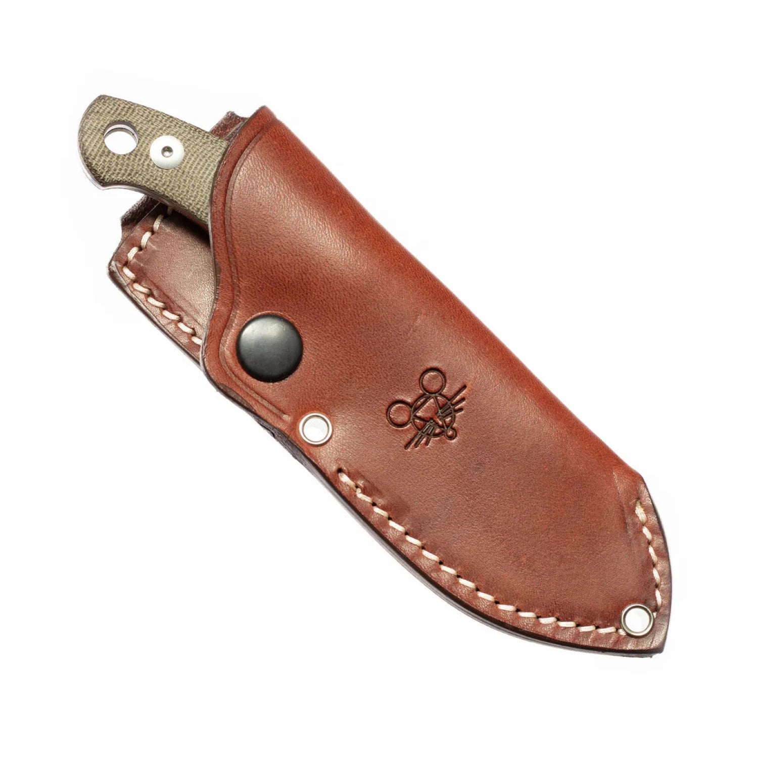 GiantMouse GMF1-XL in green canvas, front view with leather sheath