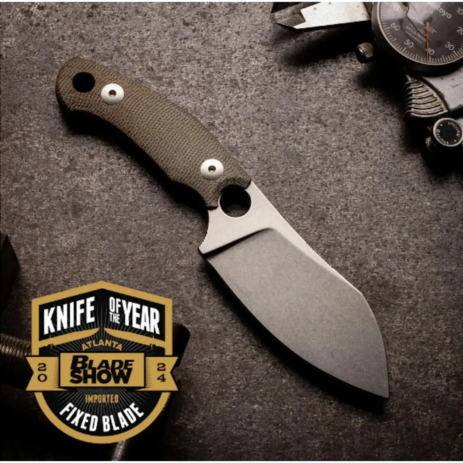 GiantMouse GMF1-XL in green canvas, front view 2024 knife of the year award