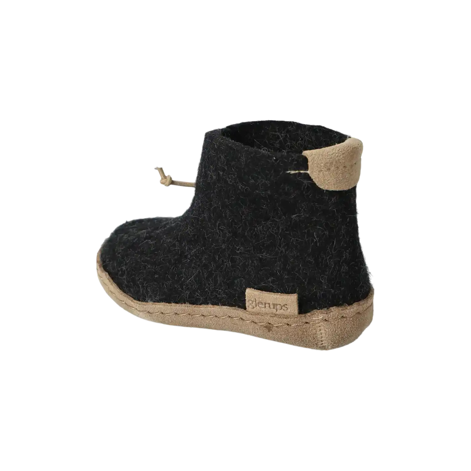 Glerups Kid's Leather Sole Boot in Charcoal, back and side view