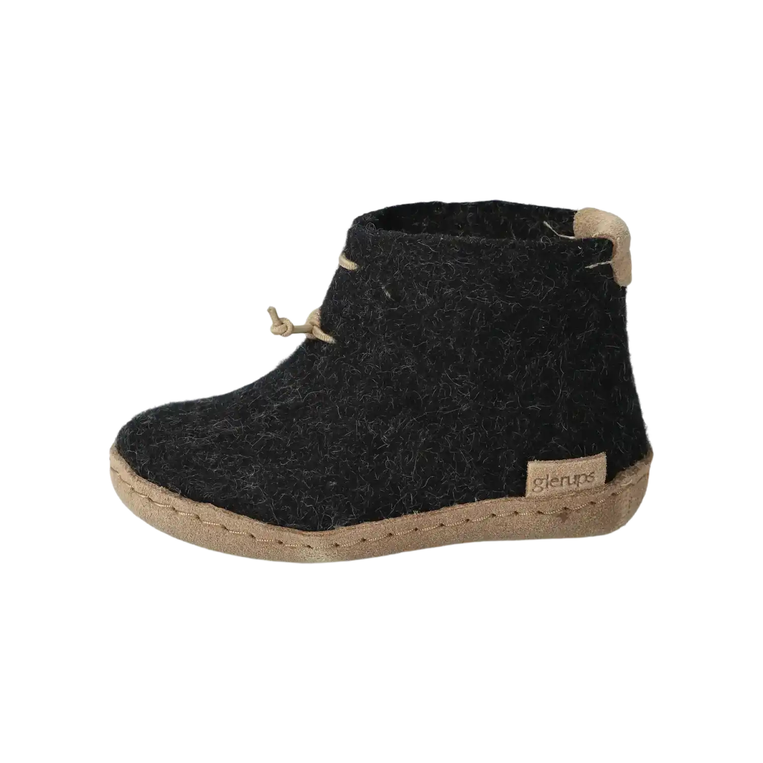 Glerups Kid's Leather Sole Boot in Charcoal, side view