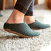 Glerups Slip-on with Leather Sole in Forest, view of slippers on female