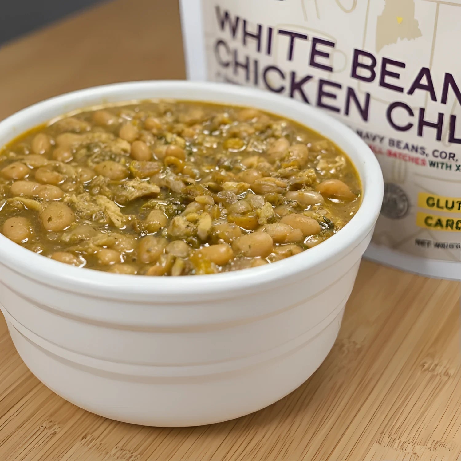 Good To Go White Bean Chicken Chili, cooked in a bowl