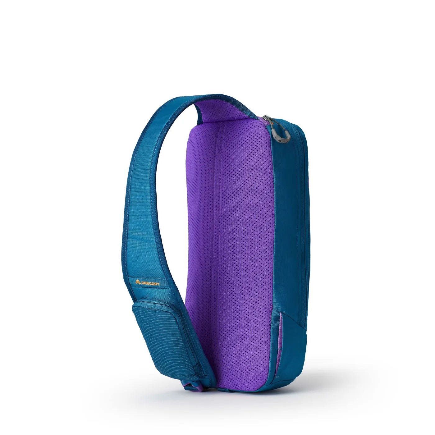 Gregory Nano Switch Sling shown in the Icon Teal color option. Back view.
