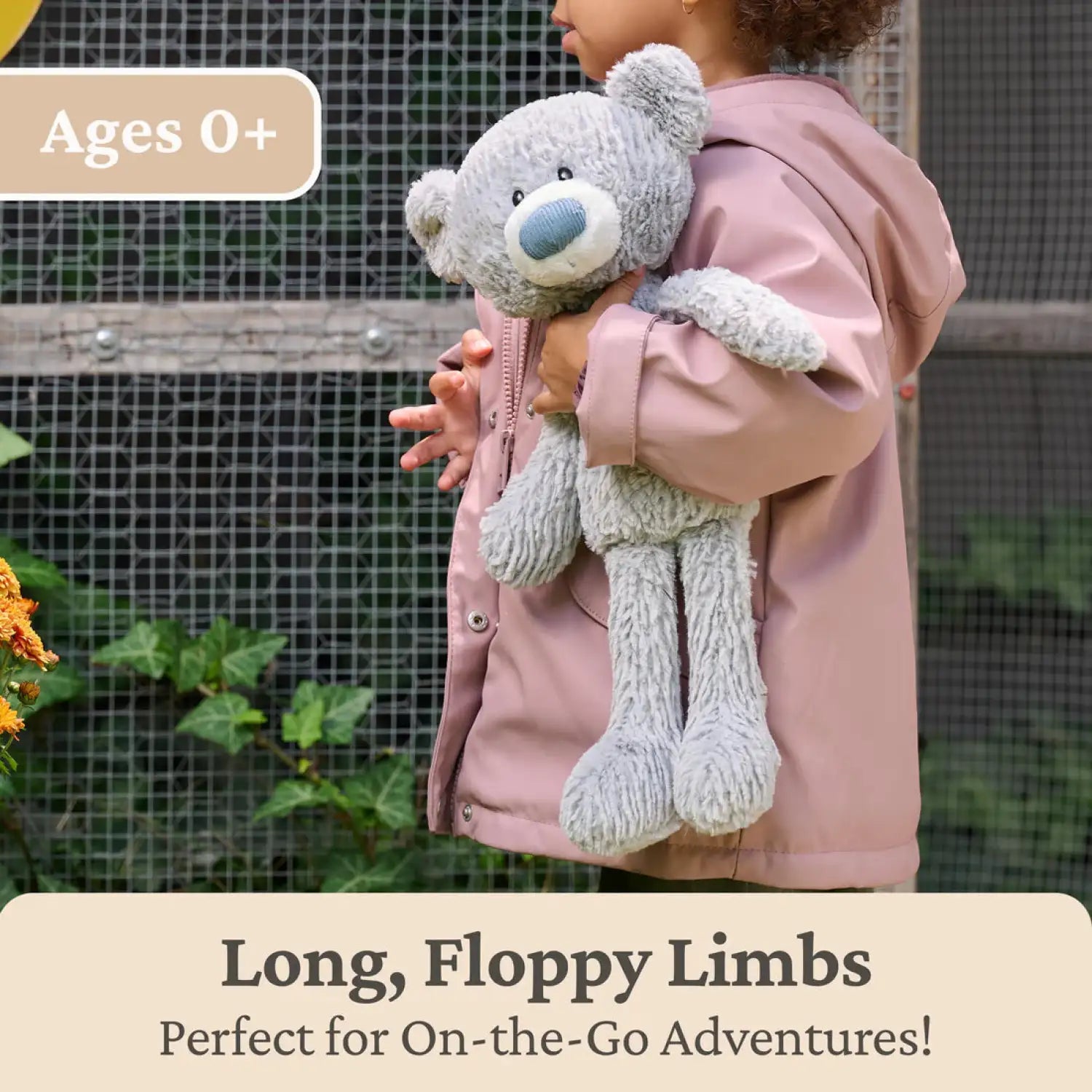 GUND Wavy Toothpick Bear 15", view of kid holding the stuffed animal