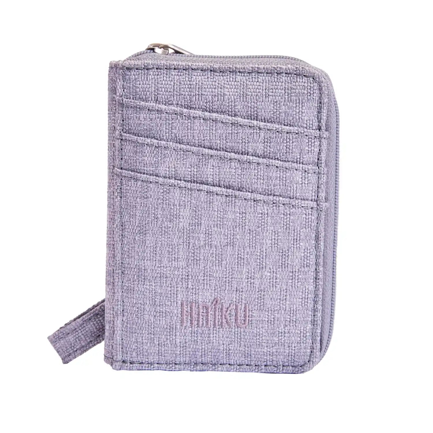 haiku sprout wallet in stone gray front flat view