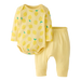 Hanna Andersson Baby Long Sleeve Wiggle Set in lemons on light yellow, front view