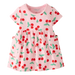 Hanna Andersson Baby Short Sleeve Playtime Dress in cherries on light pink, front view