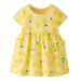 Hanna Andersson Baby Short Sleeve Playtime Dress in lemons on light yellow, front view