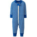 Hanna Andersson Baby Striped 2-Way Zip Sleeper in baltic blue & ecru, front view