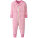 Hanna Andersson Baby Striped 2-Way Zip Sleeper in begonia pink & ecru, front view
