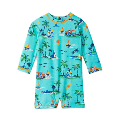 Hatley Baby Vintage Holiday One-Piece Rashguard , front view.