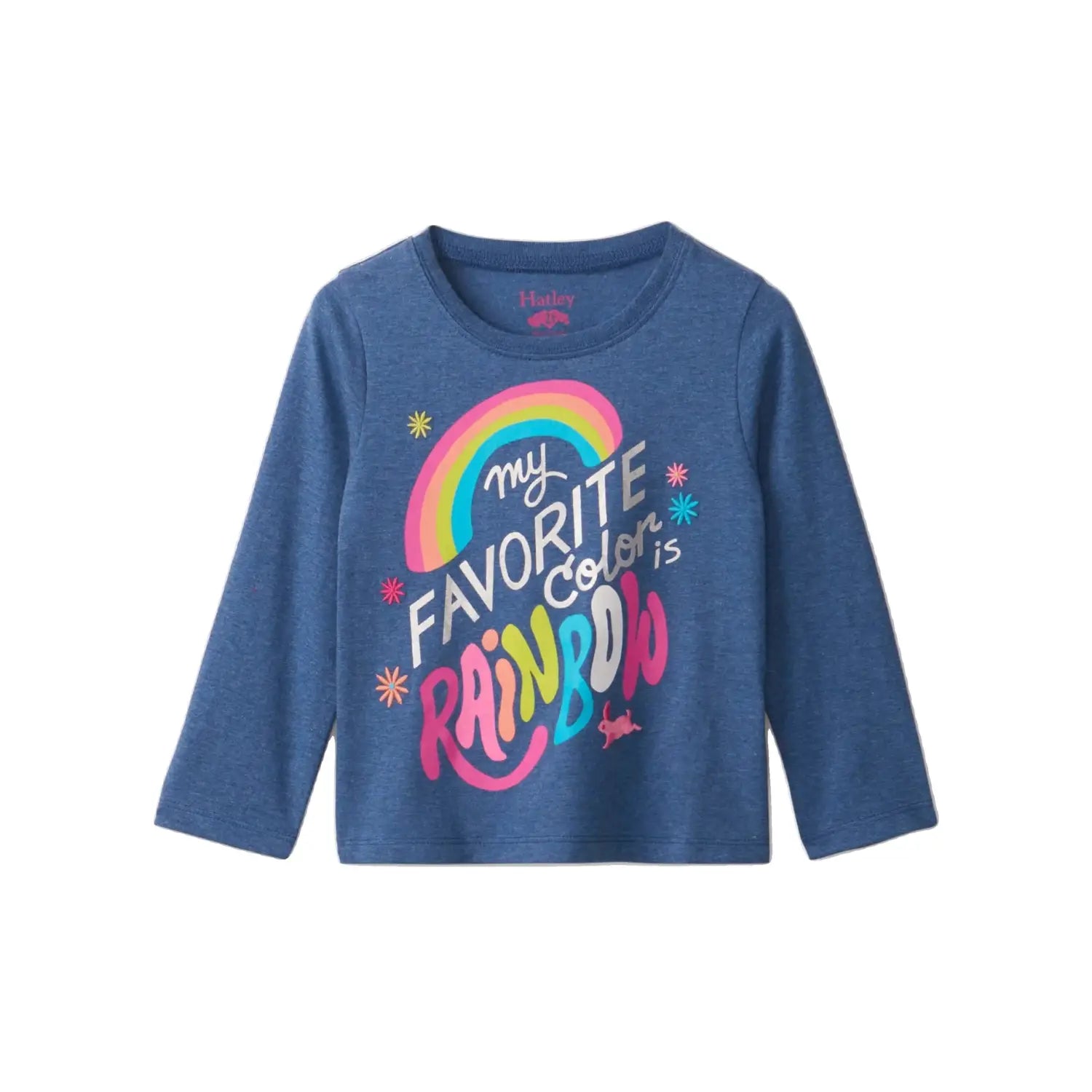 Hatley Baby Favorite Color Is Rainbow Long Sleeve T-Shirt, Violet Melange, front view 