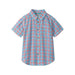 Hatley Boy's Scuba Check Button Down Shirt shown in the Blue, Red, White color option. Front view.