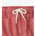 Hatley Boy's Nautical Chambray Woven Shorts shown in the Nautical Red color option. Front Drawstring view.