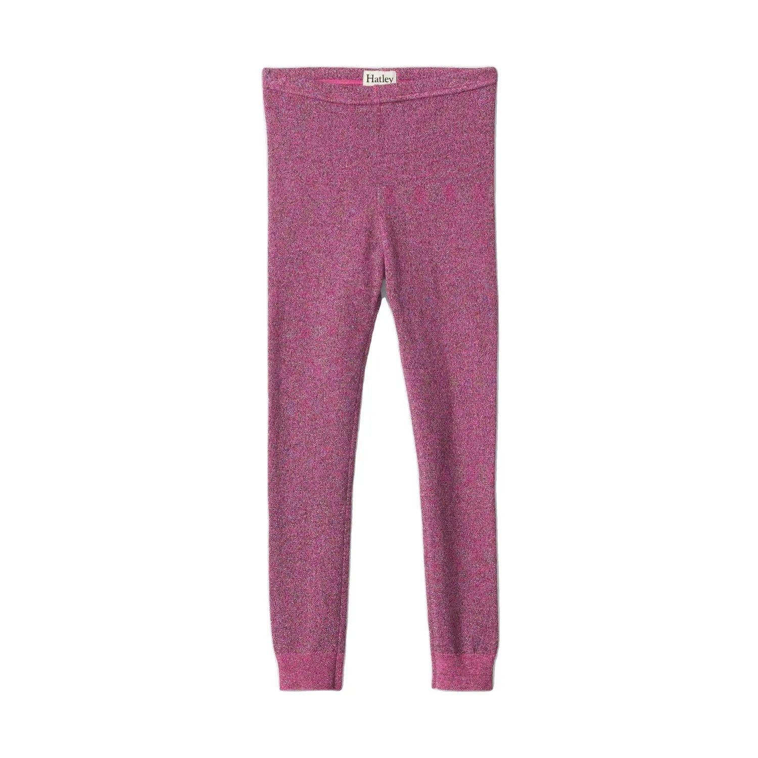 Hatley G's Pink Glitter Knit Leggings, Pink, front view 