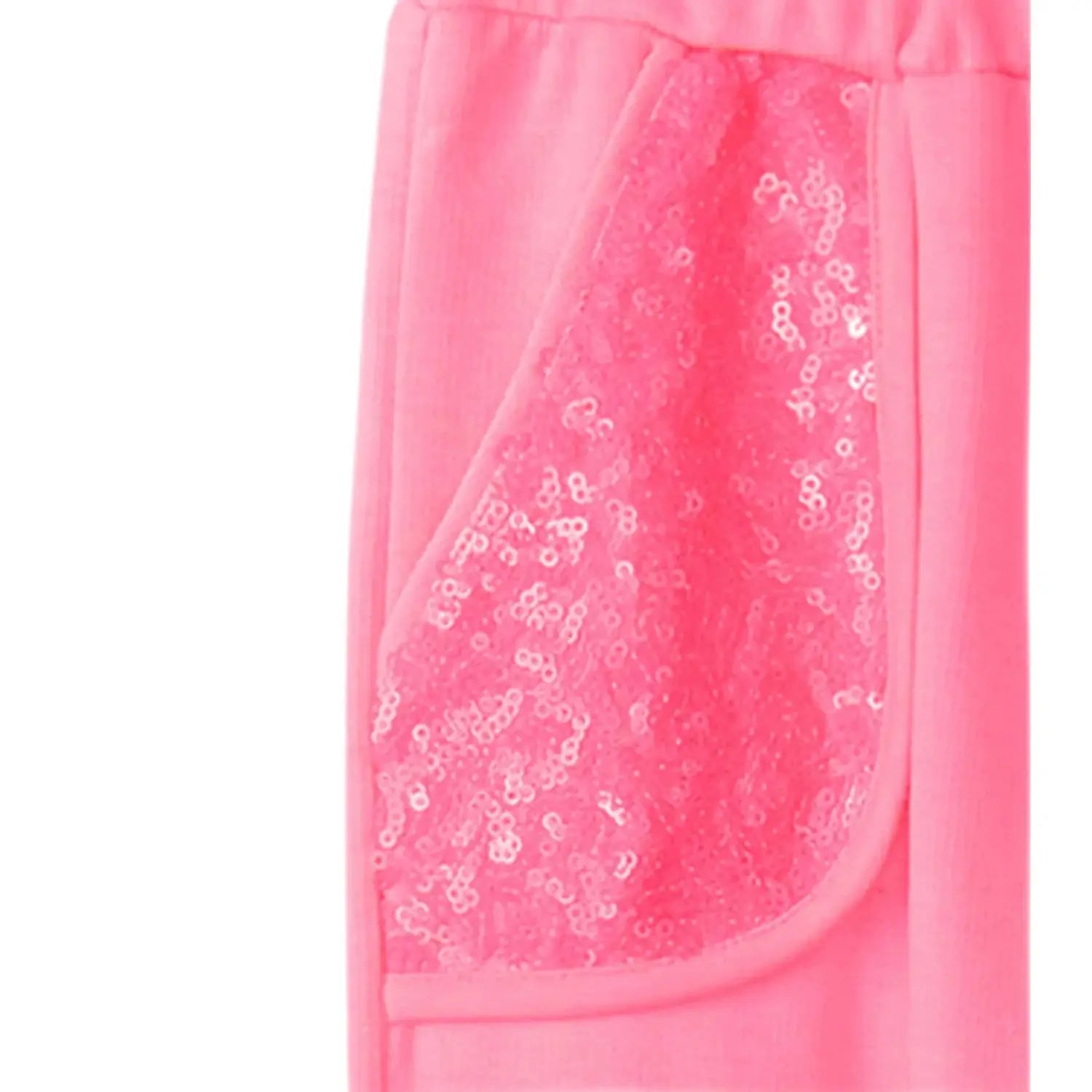 Hatley Girl's Pink Neon Track Pants. Front pocket view.