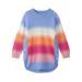 Colorful striped sweater with a gradient from blue to pink on a white background
