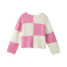 Hatley Girl's Sea Pink Check Drop Shoulder Sweater, Back view
