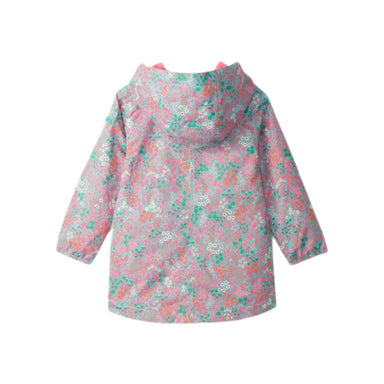 Hatley Girl's Ditsy Floral Field Jacket, back view.