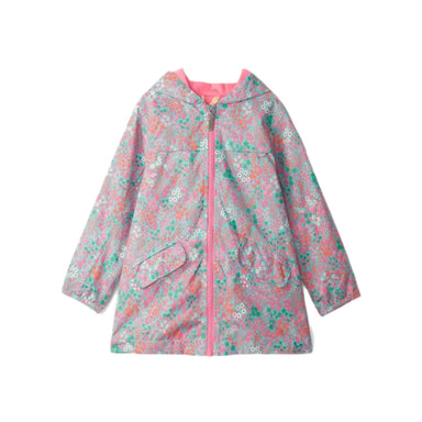 Hatley Girl's Ditsy Floral Field Jacket, front view.