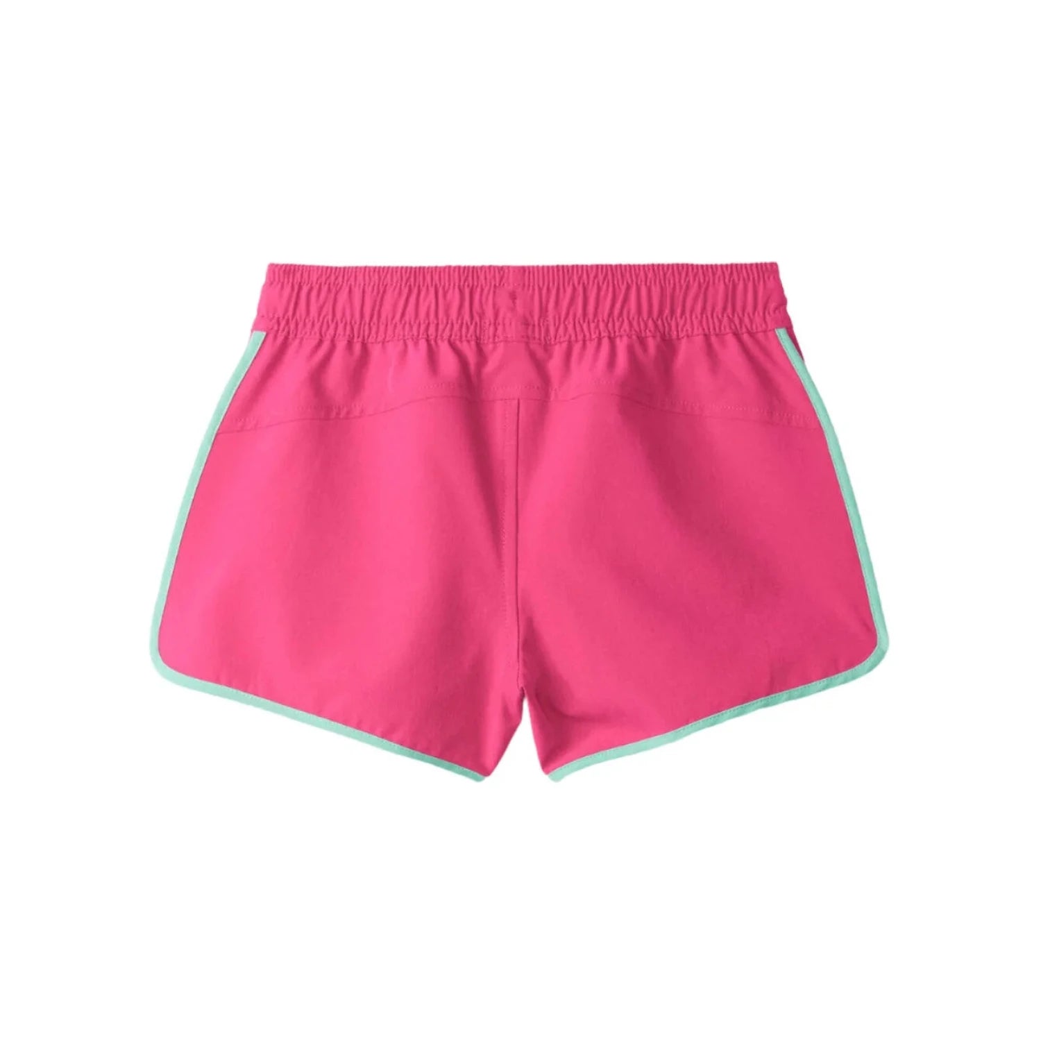 Hatley Girl's Pink Quick Dry Shorts shown in the Pink color option. Back view.