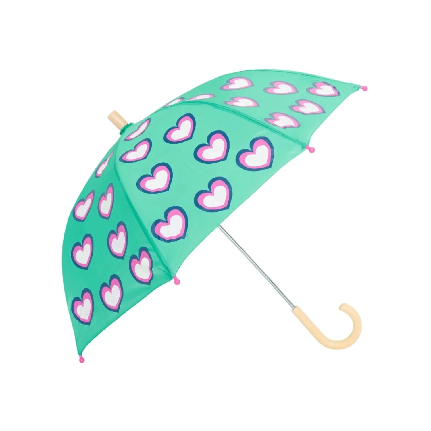 Hatley K's Color Changing Umbrella, Hearts, side view of umbrella dry