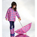 Hatley Kid's Colour Changing Zip-Up Rain Jacket in Heart Burst, front view on model 