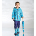 Hatley Kid's Colour Changing Zip-Up Rain Jacket in Shark Party, front view on model 