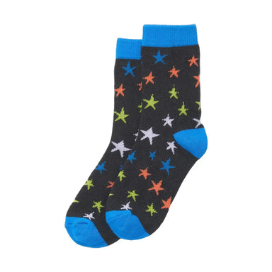 Hatley K's Ombre Stars Crew Socks, Multi Black, front view 