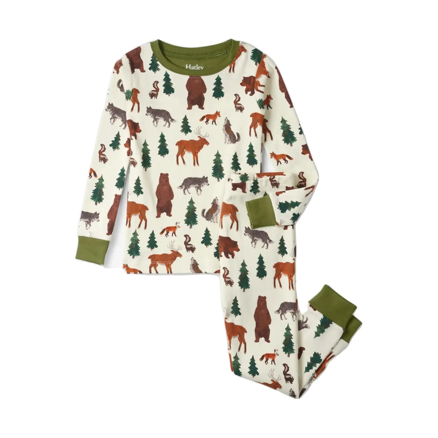 Hatley K's Pajama Set, Forest Animals, front view 